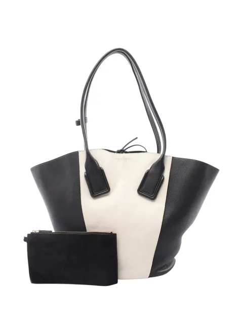 Bottega Veneta Pre-Owned 2012-2026 Medium Leather and Canvas Basket tote bag Black 98R3KX1E5UQRMV1S