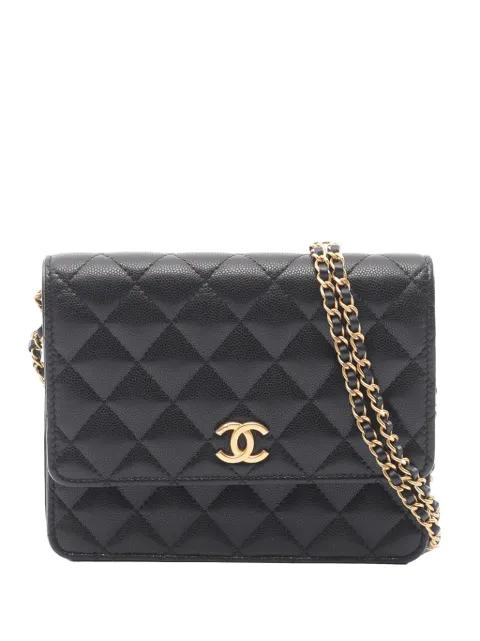 CHANEL Pre-Owned 2021-2026 CC Square Quilted Caviar Wallet on Chain crossbody bag Black ZICZ1GYGMGWKUWQ5