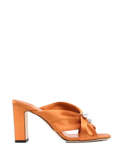 Jimmy Choo pearl-embellished peep-toe sandals Orange J000183922