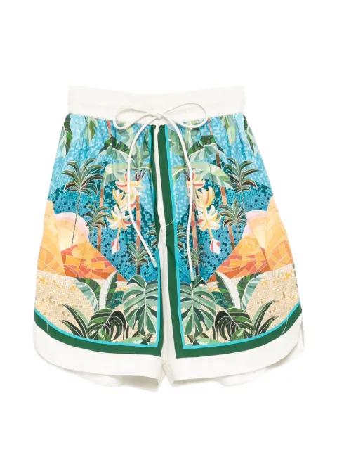 FARM Rio multicolor Rio Mosaic drawstring pockets short White 356192