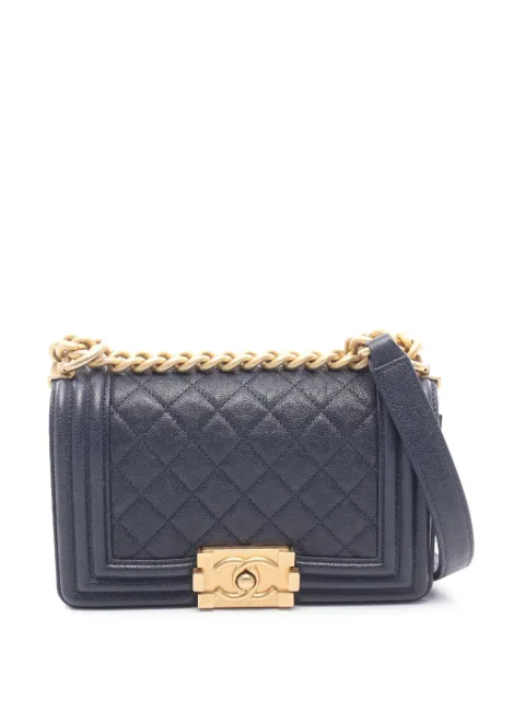 CHANEL Pre-Owned 2019 Small Quilted Caviar Boy Flap shoulder bag Blue 3MMCVHECDK81OL5Q