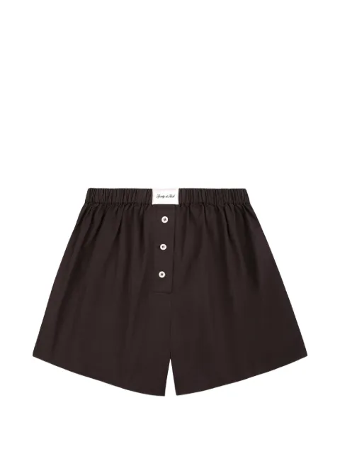 Sporty & Rich Signature logo-patch button-detail shorts Brown SH060711326BR29