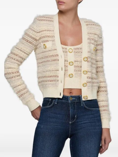 L'Agence Ariadne striped eyelash-knit cardigan Neutrals 80120OQTECRUNATURALMULTI