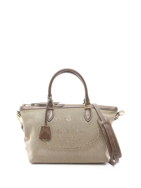 Prada Pre-Owned 2010-2026 Canapa Logo Jacquard tote bag Neutrals 06ZZOZEIZGYEEPLN