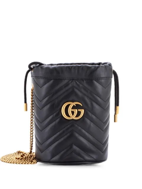 Gucci Pre-Owned GG Marmont Matelasse Leather Mini bucket bag Black PNTNSAFHP64TP94E