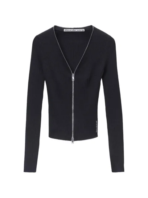 Alexander Wang ribbed-knit zip-up cardigan Black 1KC3263062001