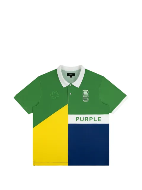Purple Brand Brazil colour-block piqué polo shirt Green M1120BRAZ726