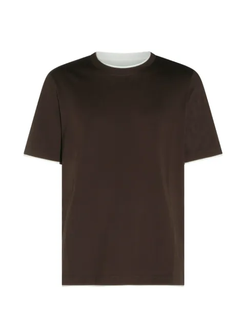 Brunello Cucinelli layered-trim cotton T-shirt Brown M0B137427CXR90