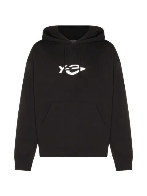 Y-3 logo-print drawstring hoodie Black KR1070