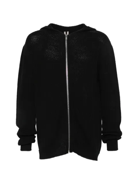 Rick Owens ribbed-knit zip-up hoodie Black RU02F4647KWVH