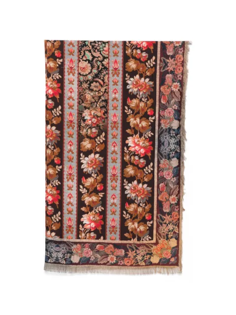 Pierre-Louis Mascia floral-print fringed scarf Brown ALOEUWSW135X195S4