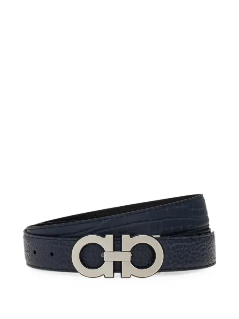 Ferragamo Gancini pebbled leather belt Blue 796230