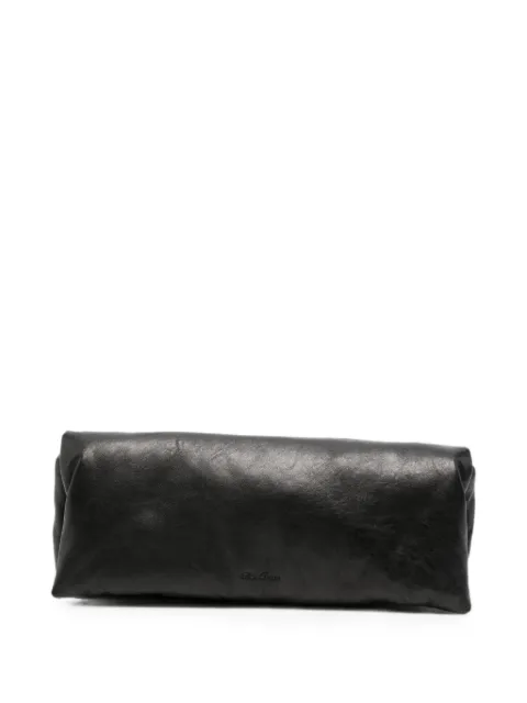 Rick Owens logo-debossed padded leather clutch bag Black RA02F0923LBEPT1