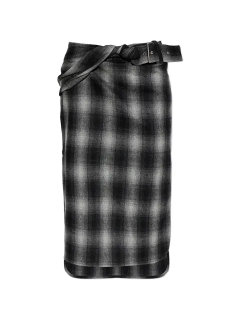 IRO Nylane check belted midi skirt Black WP31NYLANE0