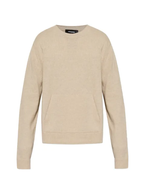 DSQUARED2 logo-embroidered pouch-pocket sweater Neutrals S74HA1650D13232