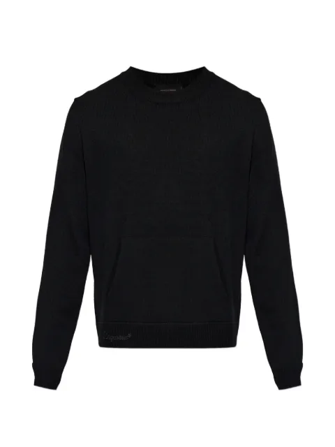 DSQUARED2 logo-embroidered pouch-pocket sweater Black S74HA1650D13232