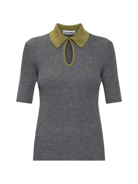 Jil Sander ribbed cut-out polo shirt Grey J02GL0117J14877