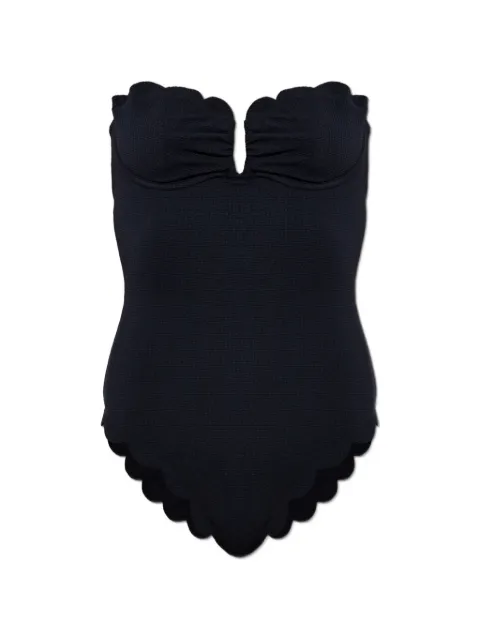 Marysia Lisbon scalloped-edge strapless swimsuit Black S01660