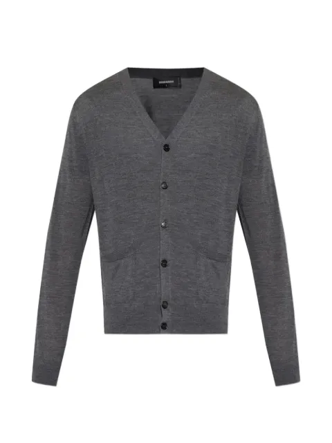DSQUARED2 embroidered-logo V-neck cardigan Grey S74HA1627D13205