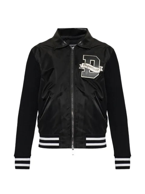 DSQUARED2 logo-patch panelled bomber jacket Black S74HA1643D13223