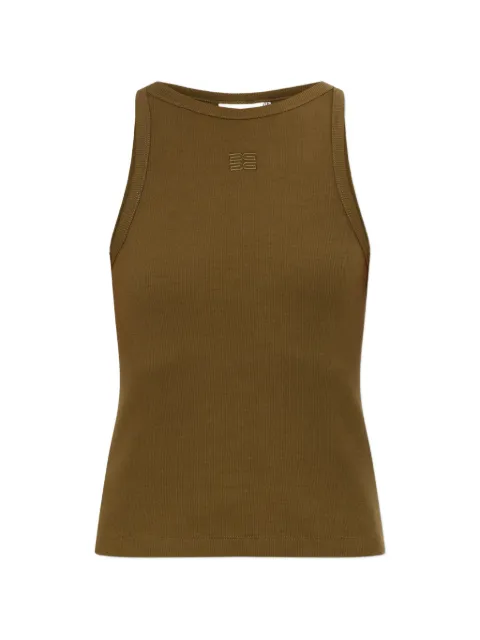 Gestuz GZdrew ribbed-knit logo-embroidered top Green 10910066