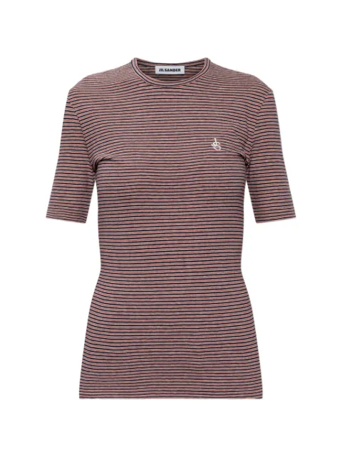 Jil Sander striped logo-embroidered T-shirt Blue J02GC0156J20395