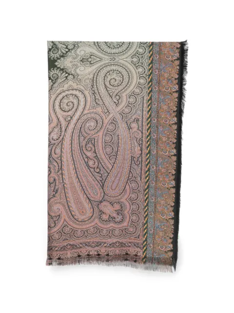 Pierre-Louis Mascia paisley-print frayed scarf Neutrals ALOEUWSW135X195S4