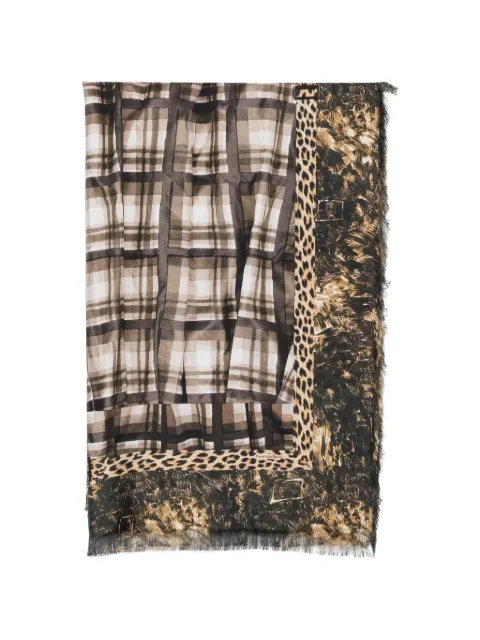 Pierre-Louis Mascia checked leopard-print scarf Brown ALOEUWSW135X195S4