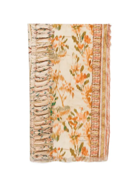 Pierre-Louis Mascia floral-jacquard frayed scarf Neutrals ALOEUWSW135X195S4