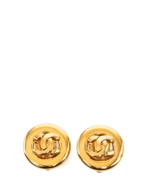 CHANEL Pre-Owned 1950-1970 CC Gold Plated Button Clip On Earrings costume earrings Gold L018RFE1H5IE8ADU