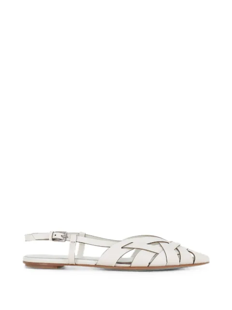 Del Carlo Lisi woven slingback flat pumps White 12100