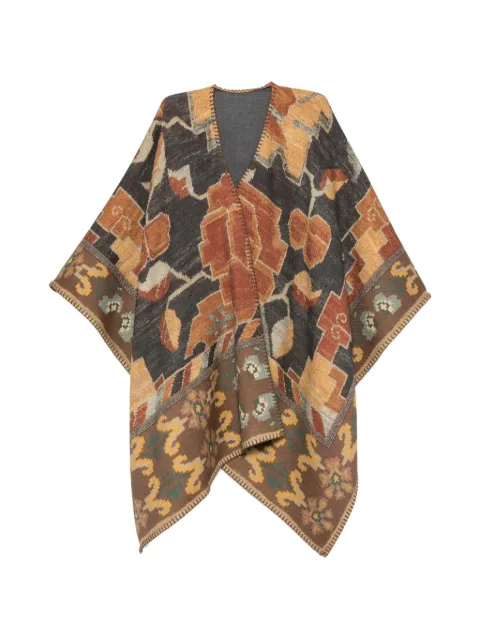 Pierre-Louis Mascia Pancake abstract-pattern blanket-stitch cape Brown PANCAKESPH006101519021