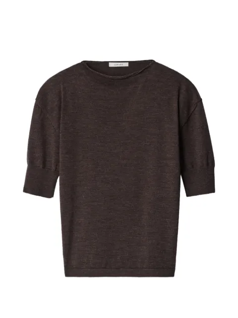 LEMAIRE short-sleeve sweater in fine merino wool Brown PO0045LK1070