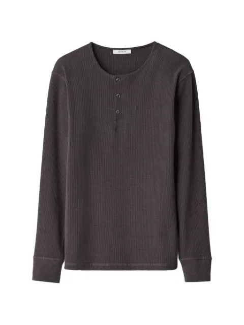 LEMAIRE long-sleeve Henley T-shirt in linen and cotton ribbed jersey Grey TS0041LJ1030
