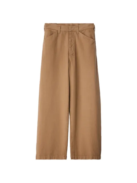 LEMAIRE oversized workwear pants in heavy garment - dyed broken twill Brown PA1244LD1077