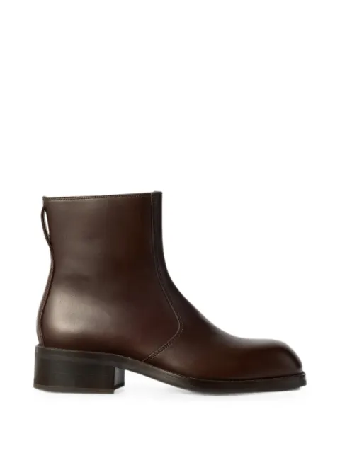 LEMAIRE zipped ankle boots in shiny leather Brown FO0243LL0106