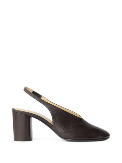 LEMAIRE Glove slingback pumps 80mm heel in leather Brown FO0256LL0233