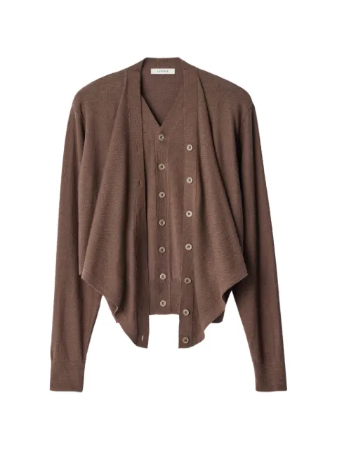 LEMAIRE Trompe-l’œil cardigan in merino wool blend Brown PO0056LK1063