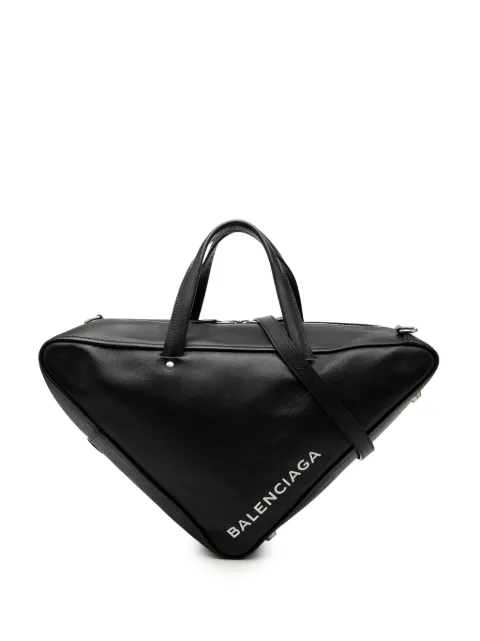Balenciaga Pre-Owned 2017-2018 Medium Leather Triangle Duffle Bag satchel Black XX8M417KT8Z1JAQW