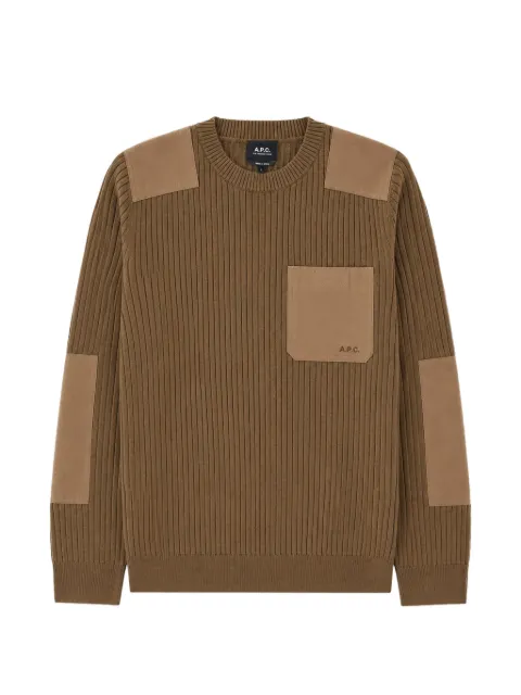 A.P.C. ribbed-knit panelled sweater Brown WVAXUH23522