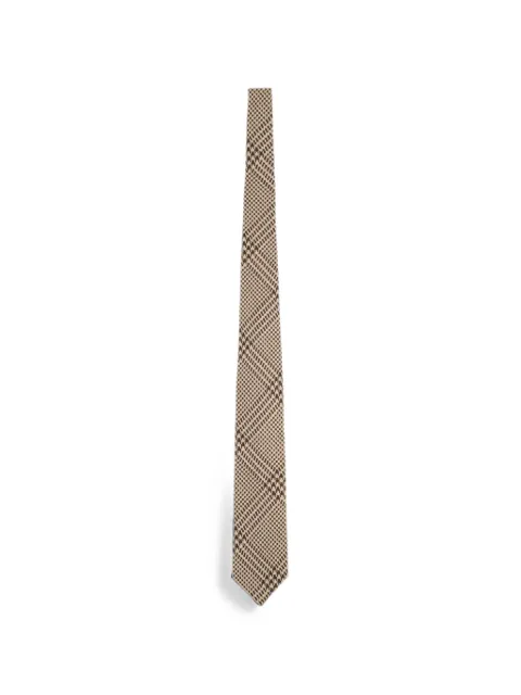 TOM FORD Prince of Wales check-pattern tie Neutrals STE001S0365