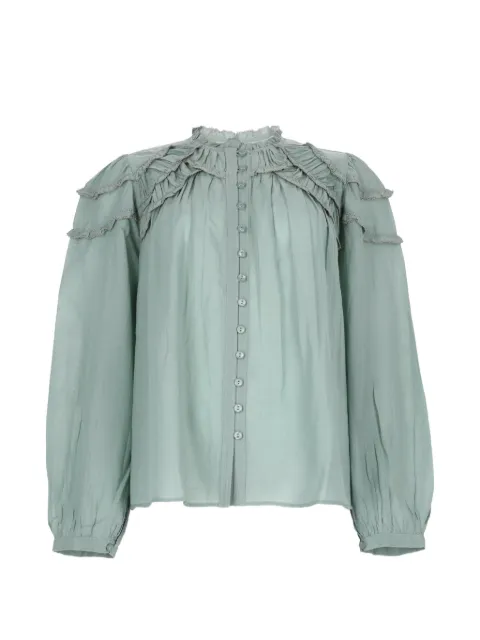MARANT ÉTOILE ruffled-detailing long-sleeved blouse Green HT0681FBB3J04E