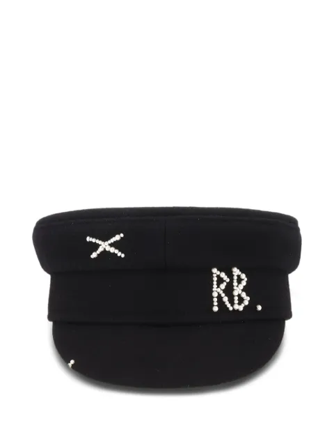 Ruslan Baginskiy pearl-embellished baker boy cap Black KPC033PF26WPRL