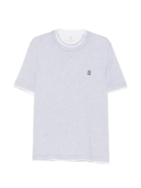 Brunello Cucinelli logo-embroidered crew-neck T-shirt Grey M0B137451GCDN53