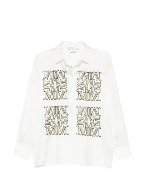 Max Mara logo-print silk shirt White 2621116051600