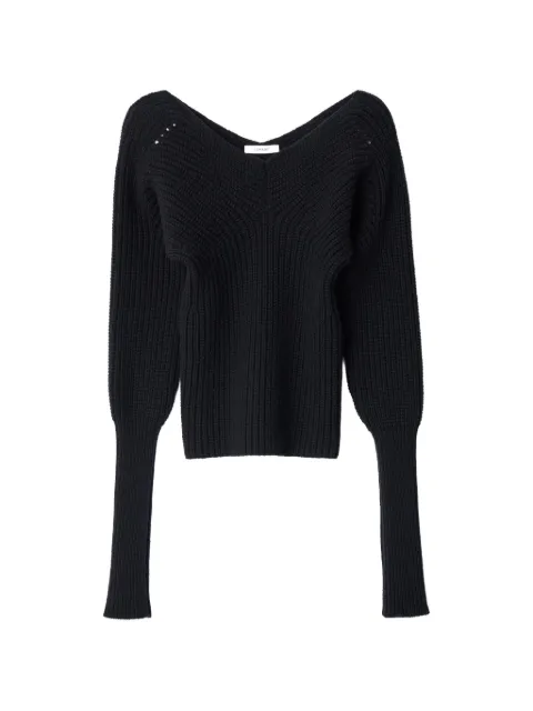 LEMAIRE off-shoulder sweater in worsted wool Black PO0027LK1069