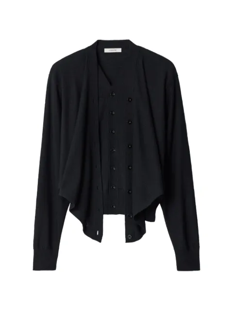 LEMAIRE trompe-l’œil cardigan in merino wool blend Black PO0056LK1063