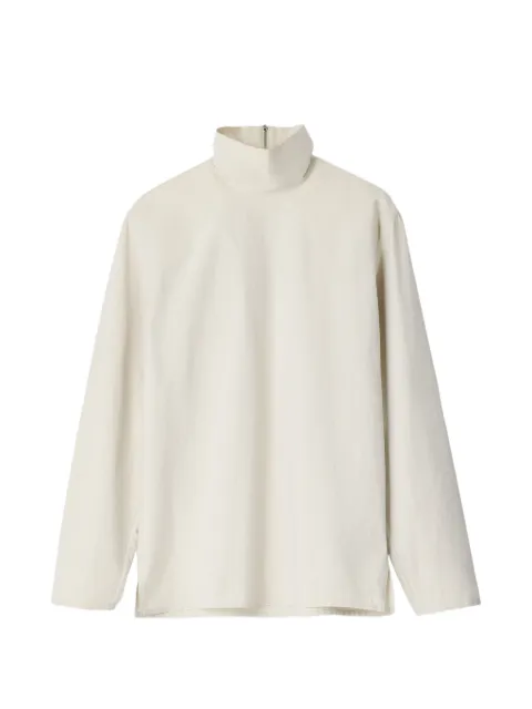 LEMAIRE stand-collar top in light cotton chambray White OT0030LF1672