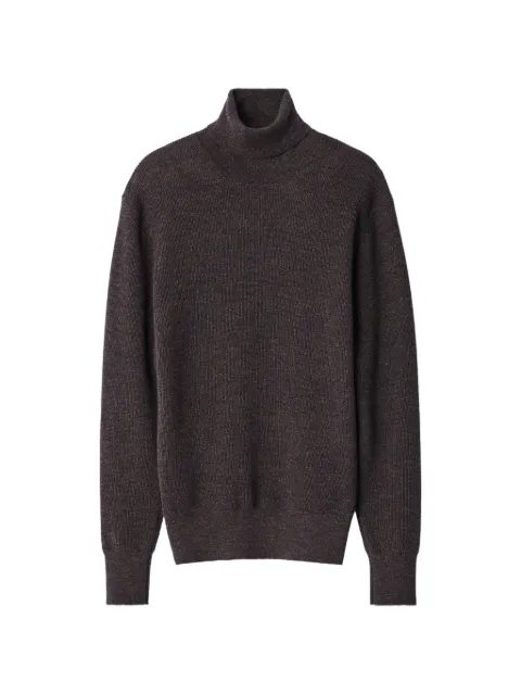 LEMAIRE stand-collar sweater in fine mouliné merino wool Brown PO0048LK1072