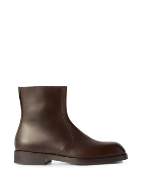 LEMAIRE zipped ankle boots in shiny leather Brown FO0236LL0106